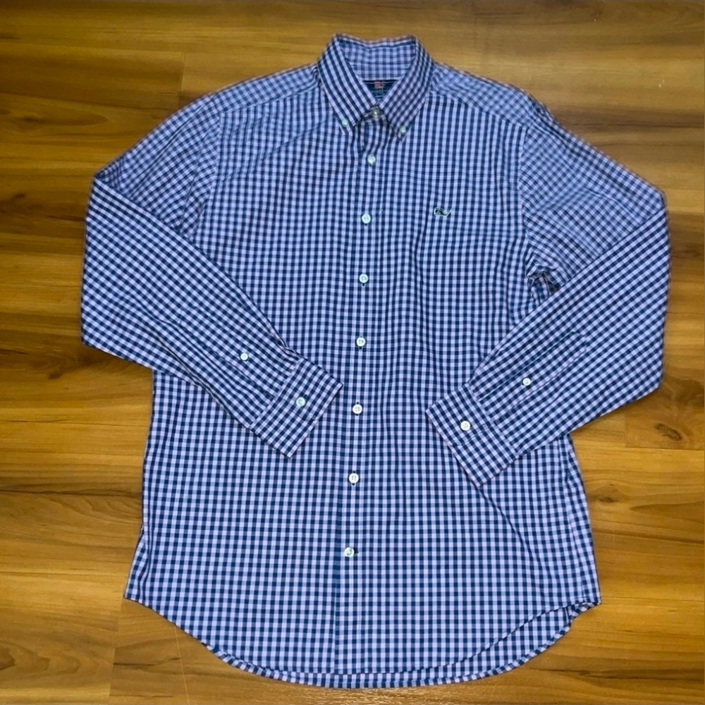 Mens NWOT Vineyard Vines Slim Fit Whale Gingham Button Down Shirt